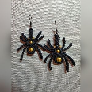 NWOT Handmade Micromacramé Spider Earrings